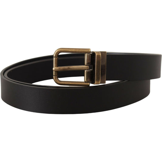 Dolce & GabbanaElegant Black Leather Belt with Vintage BuckleMcRichard Designer Brands£269.00