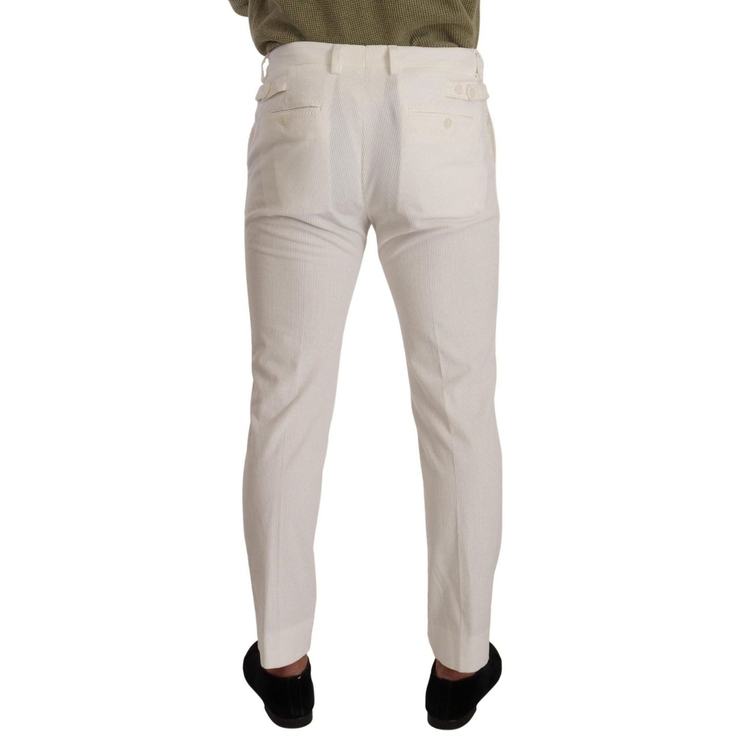 Dolce & Gabbana Elegant Slim Fit Cotton Trousers white-cotton-skinny-corduroy-trouser-pants