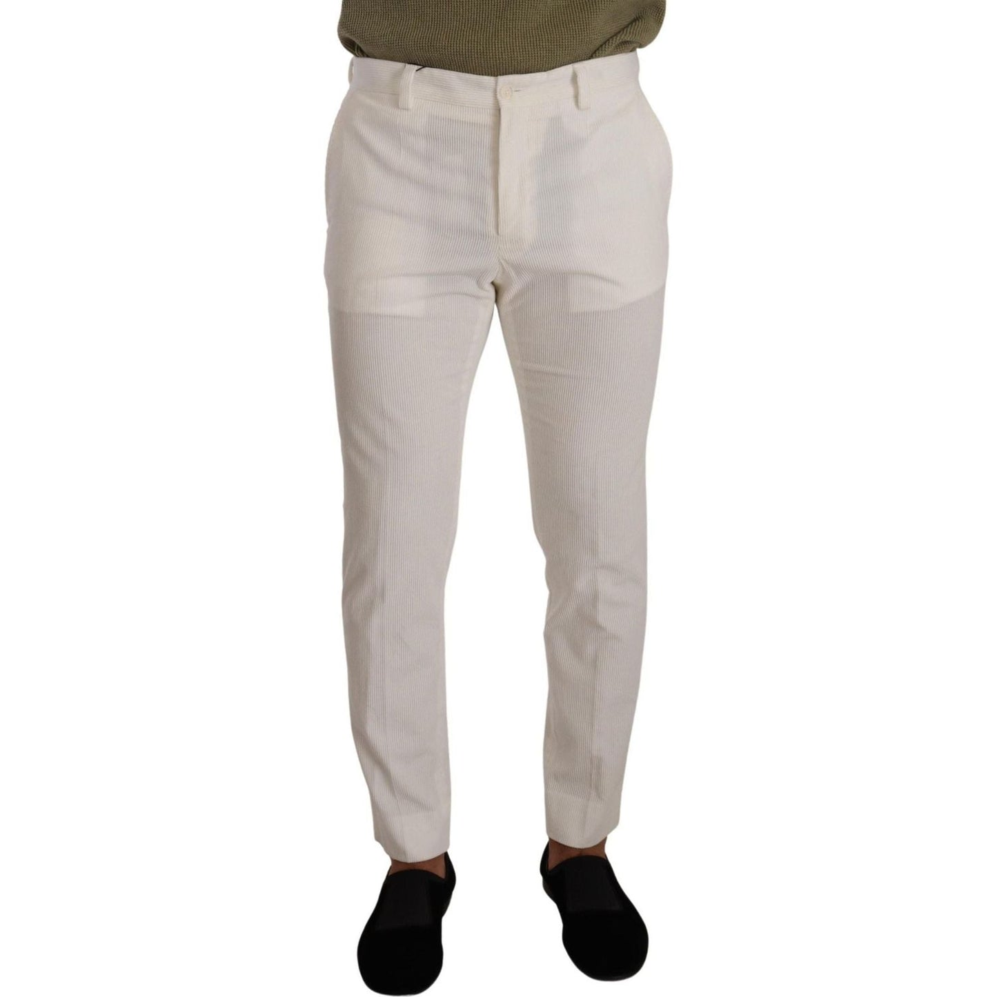 Dolce & Gabbana Elegant Slim Fit Cotton Trousers white-cotton-skinny-corduroy-trouser-pants IMG_6595-scaled-391ea236-df4.jpg