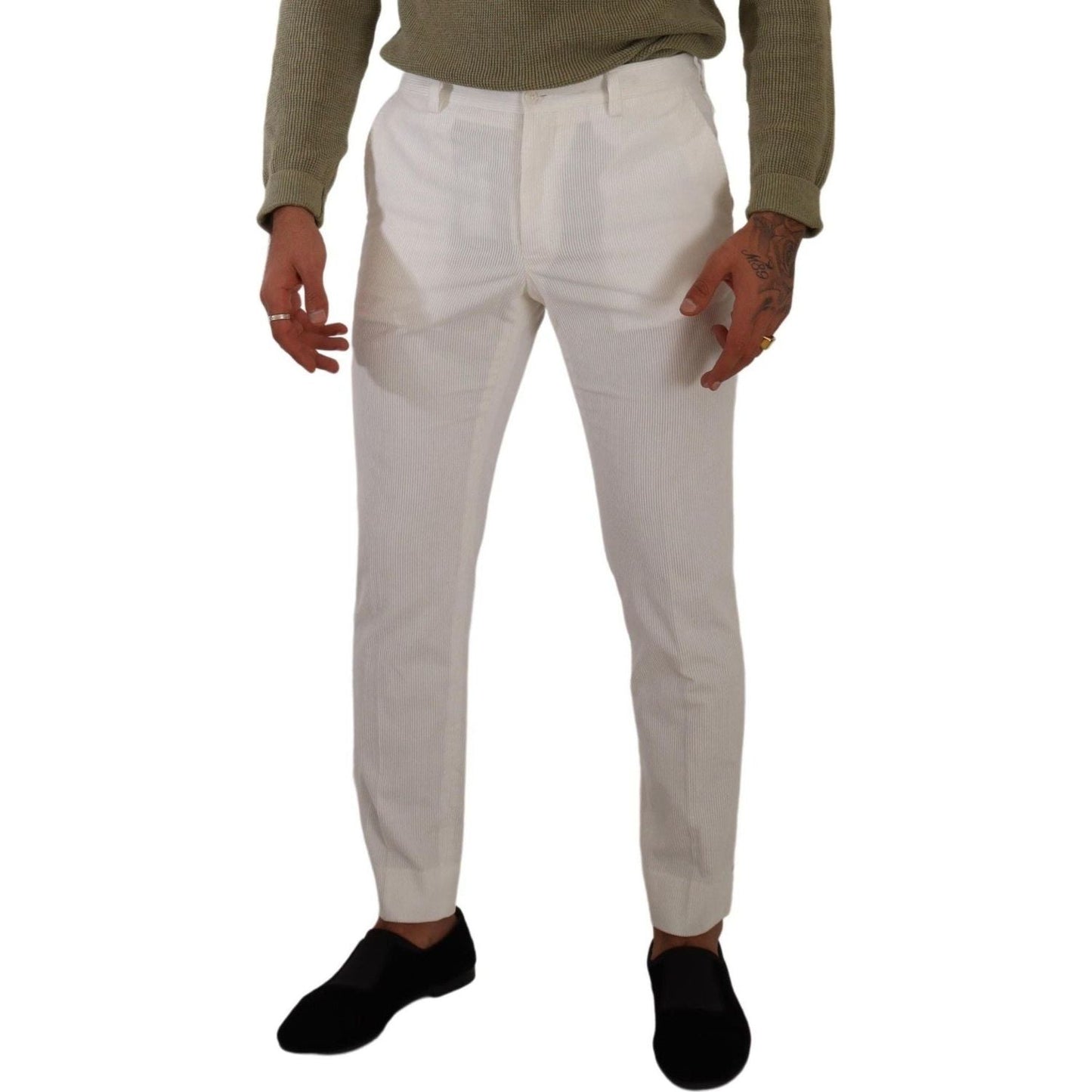 Dolce & Gabbana Elegant Slim Fit Cotton Trousers white-cotton-skinny-corduroy-trouser-pants IMG_6597-c9e764a5-a46.jpg