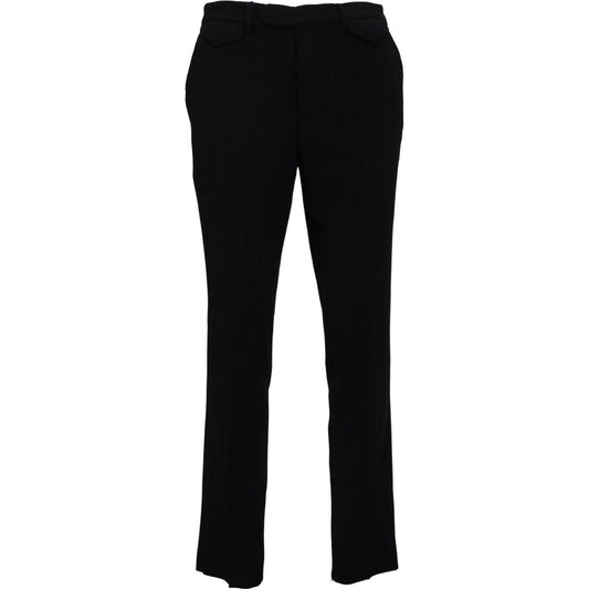BENCIVENGA Elegant Black Italian Designer Pants black-cotton-straight-fit-men-formal-pants
