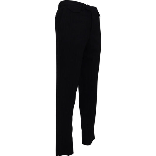 BENCIVENGA Elegant Black Italian Designer Pants black-cotton-straight-fit-men-formal-pants