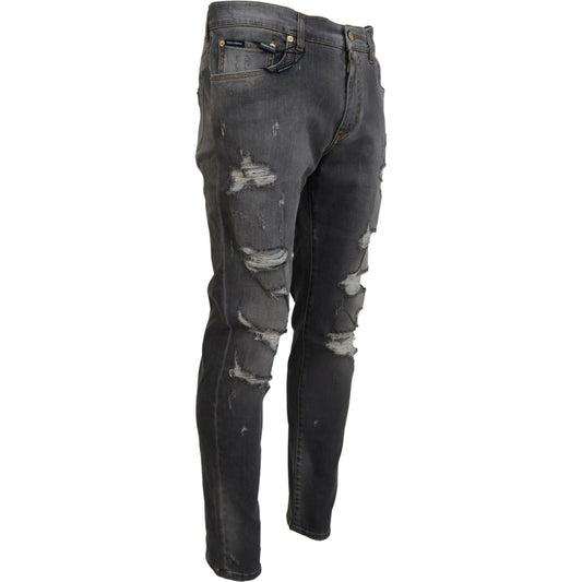 Dolce & Gabbana Elegant Gray Slim Fit Denim Jeans gray-embroidery-tattered-slim-fit-denim-jeans IMG_6610-scaled-487177ae-6a9.jpg