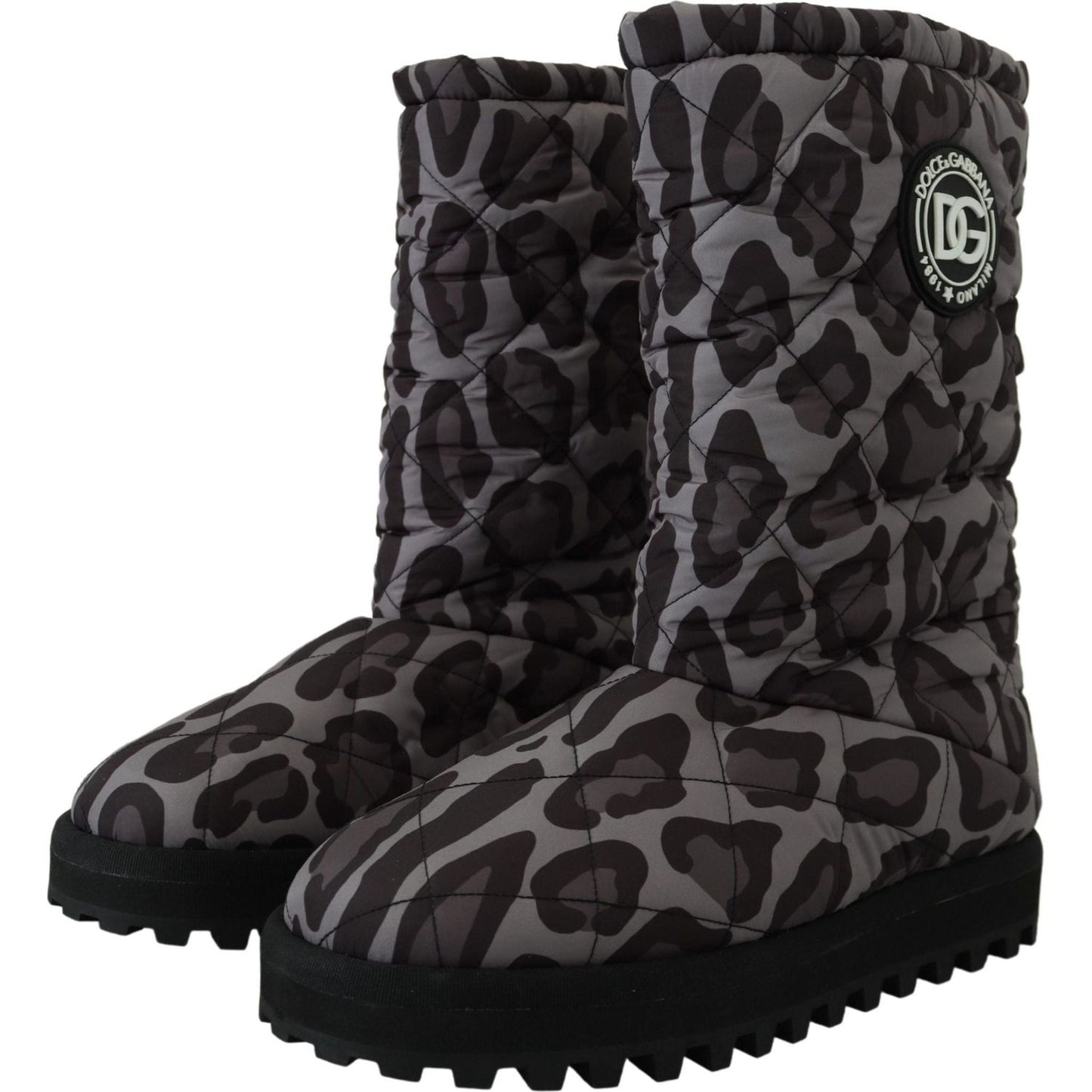 Dolce & Gabbana Elegant Gray Leopard Mid Calf Boots gray-leopard-boots-padded-mid-calf-shoes