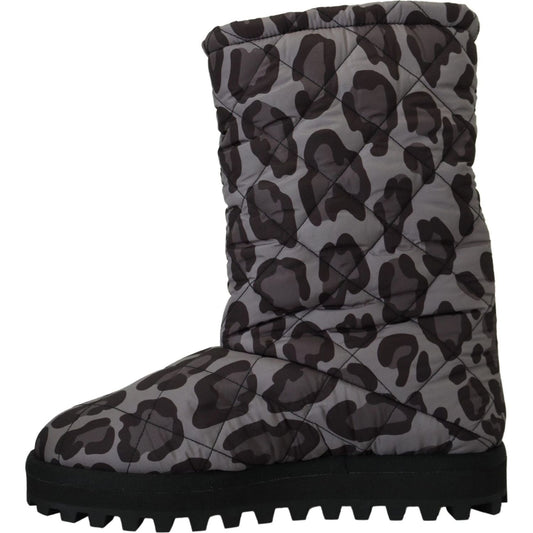Dolce & Gabbana Elegant Gray Leopard Mid Calf Boots gray-leopard-boots-padded-mid-calf-shoes IMG_6615-scaled-371f62e0-18b.jpg
