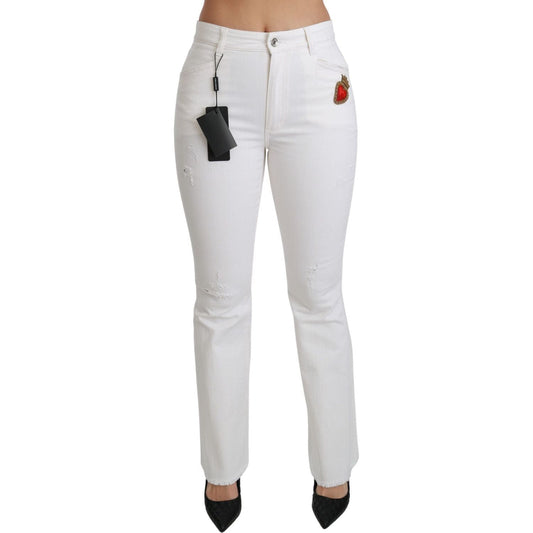 Dolce & Gabbana Chic Flared Mid Waist Embroidered Pants white-heart-flared-stretch-cotton-pants IMG_6621-scaled-3c281137-d2a.jpg