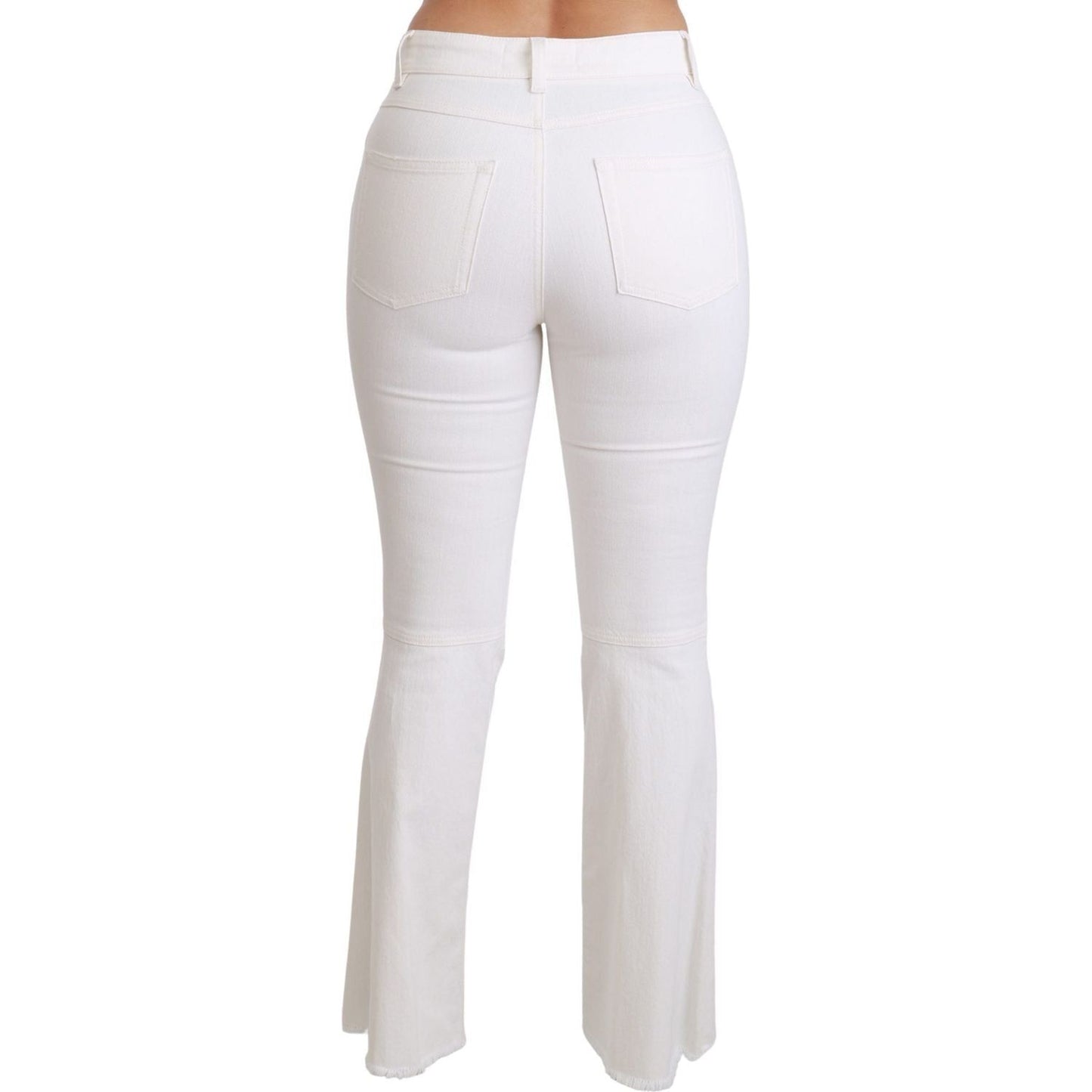 Dolce & Gabbana Chic Flared Mid Waist Embroidered Pants white-heart-flared-stretch-cotton-pants