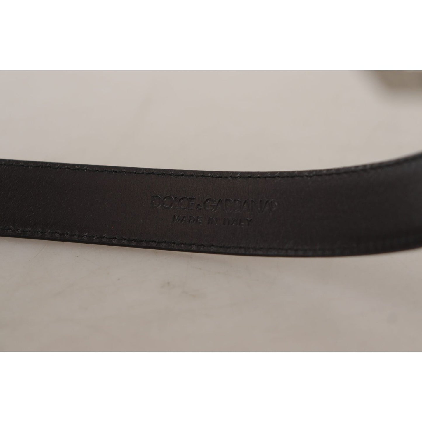 Dolce & Gabbana Sleek Black Leather Belt with Metal Buckle black-calf-leather-logo-engraved-metal-buckle-belt-5