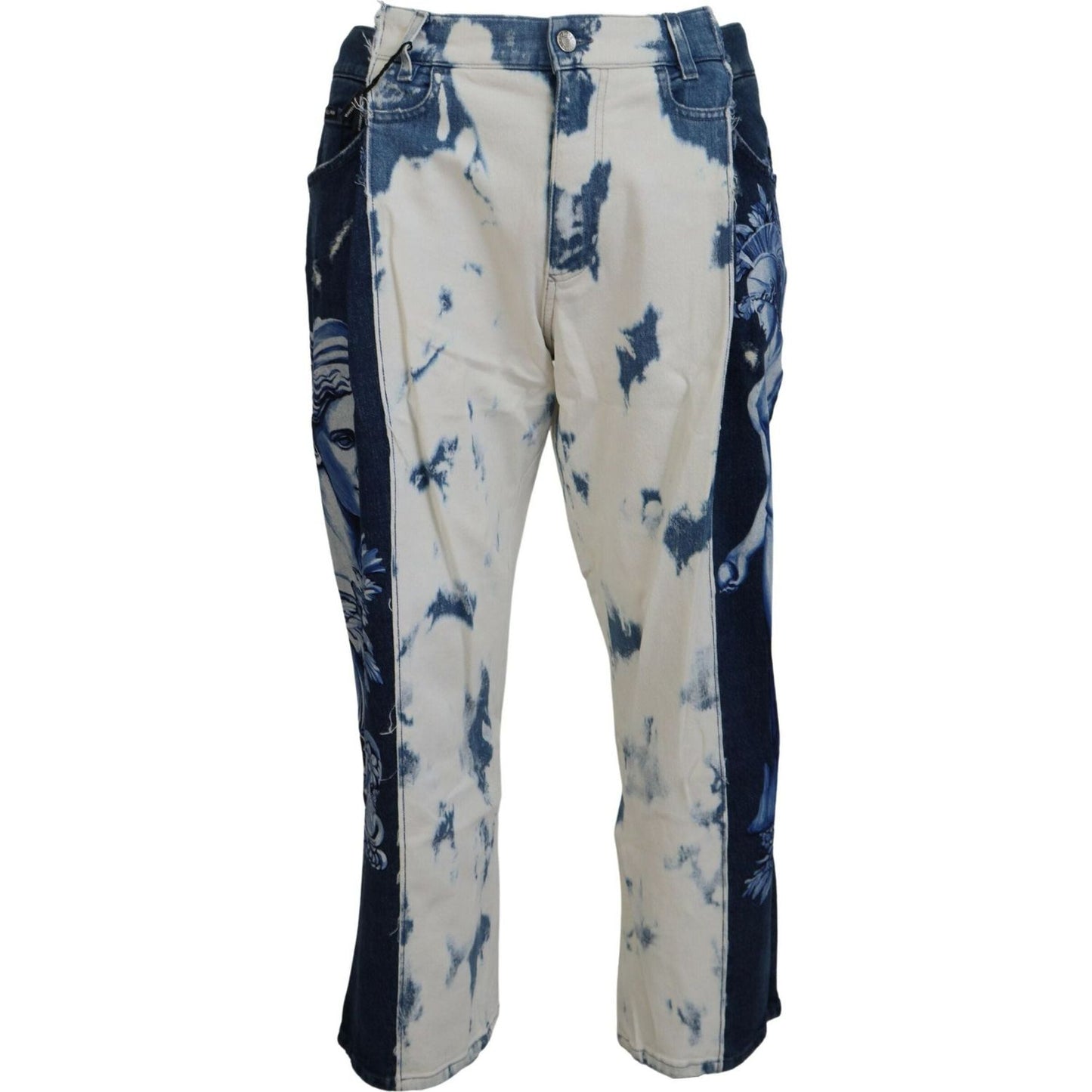 Dolce & Gabbana Elegant Loose Fit Denim Pants with Unique Print blue-ceasar-denim-cotton-loose-fit-jeans