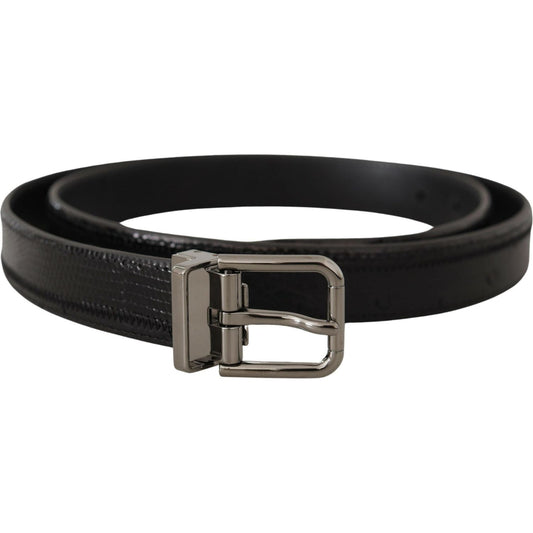 Dolce & Gabbana Elegant Ostrich Leather Designer Belt black-ostrich-exotic-leather-logo-metal-buckle-belt