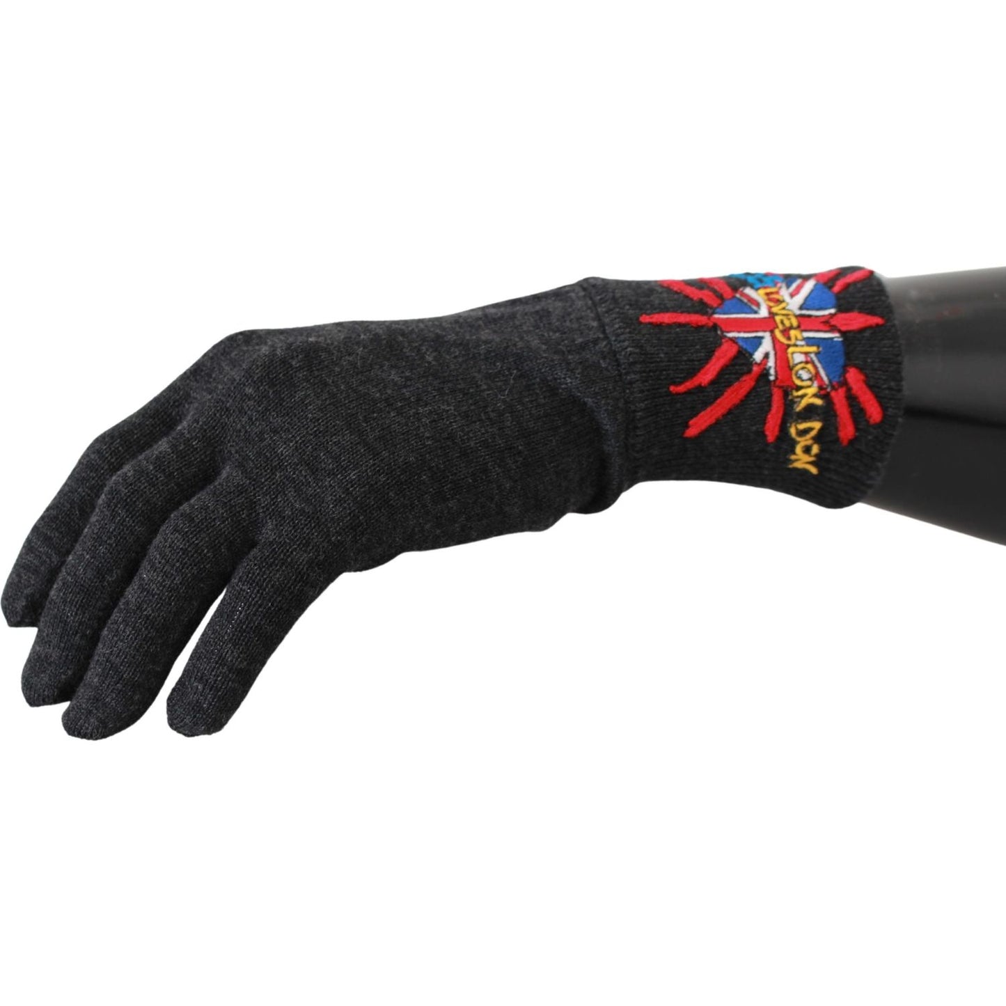 Dolce & Gabbana Gray Virgin Wool Unisex Gloves gray-dgloveslondon-embroidered-wool-gloves