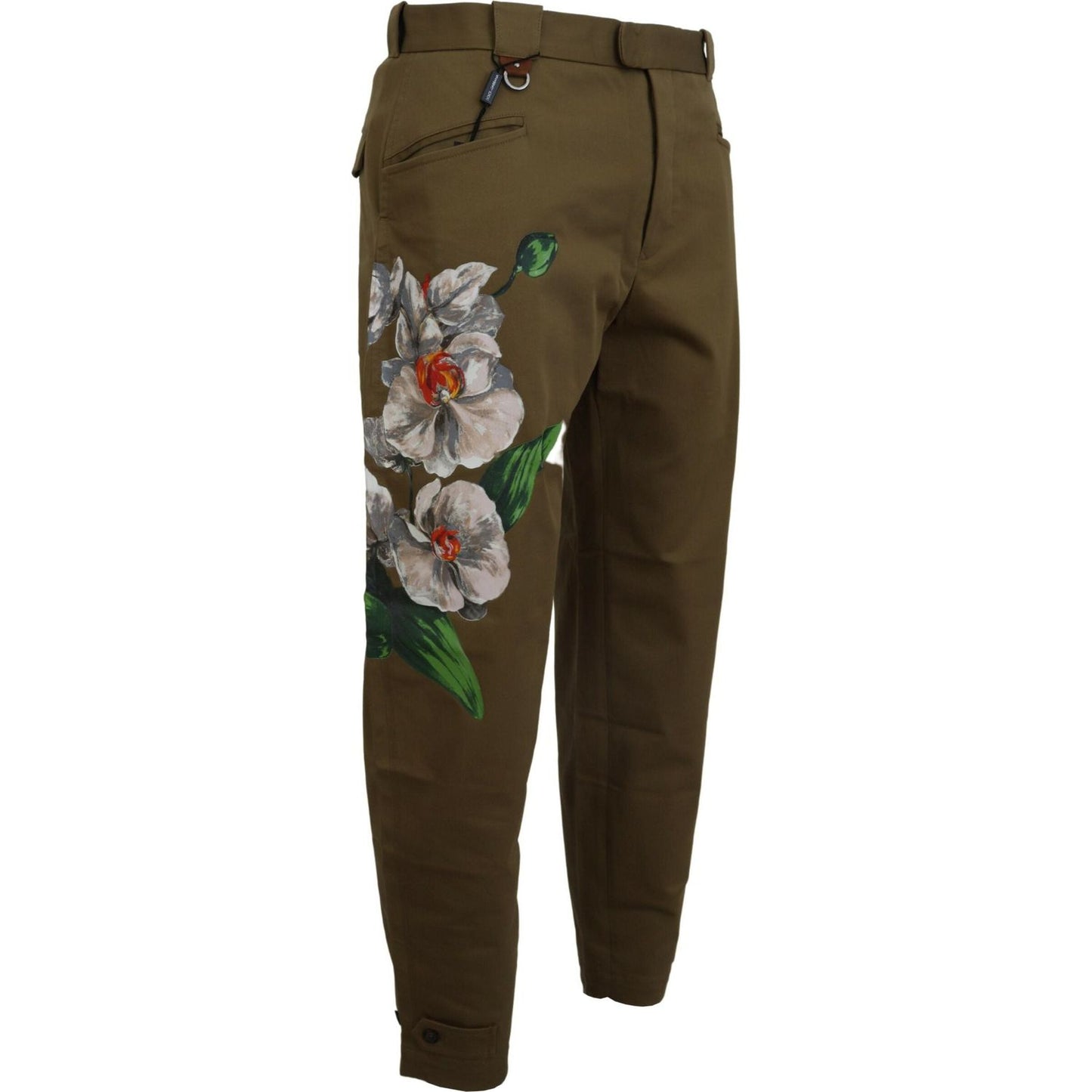 Dolce & Gabbana Elegant Floral Print Casual Pants green-cotton-floral-print-men-pants