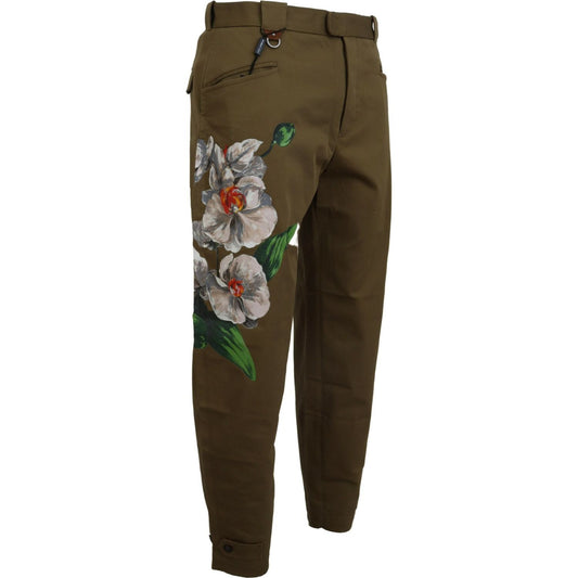 Dolce & Gabbana Elegant Floral Print Casual Pants green-cotton-floral-print-men-pants IMG_6680-scaled-8e2cb93d-fb1.jpg