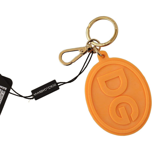 Dolce & Gabbana Stunning Orange Gold Keychain & Bag Charm orange-rubber-dg-logo-gold-brass-metal-keychain IMG_6680-scaled-fee8c4cf-256.jpg