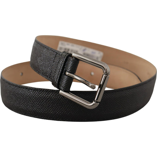 Dolce & Gabbana Elegant Black Leather Belt with Metal Buckle black-calf-leather-brown-backend-belt