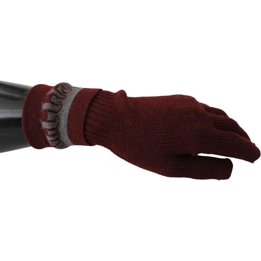 John Galliano Maroon Wool-Blend Designer Gloves maroon-elastic-wrist-length-mitten-designer-logo-gloves IMG_6692-scaled-799308fb-2bc.jpg
