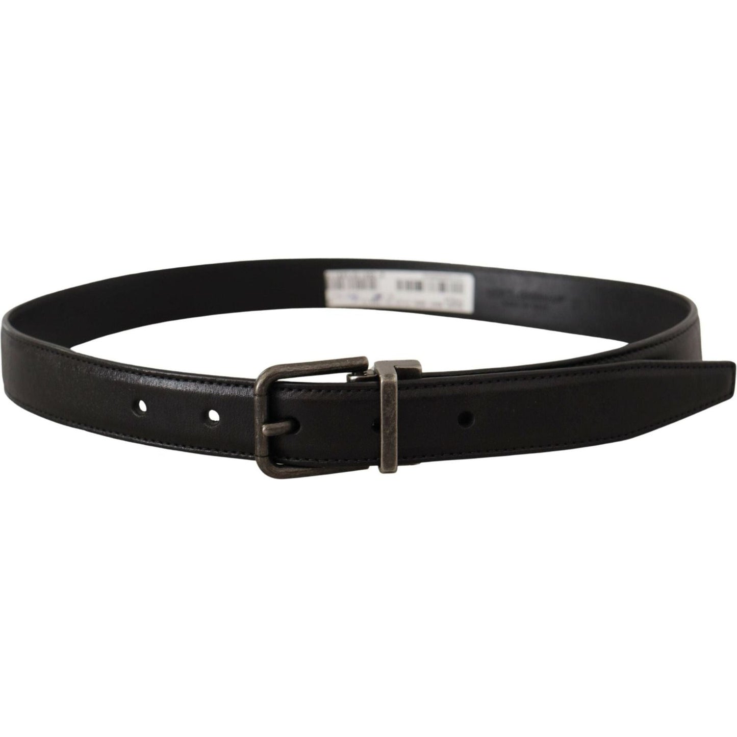 Dolce & Gabbana Elegant Black Leather Belt with Metal Buckle black-calf-leather-logo-metal-buckle-belt
