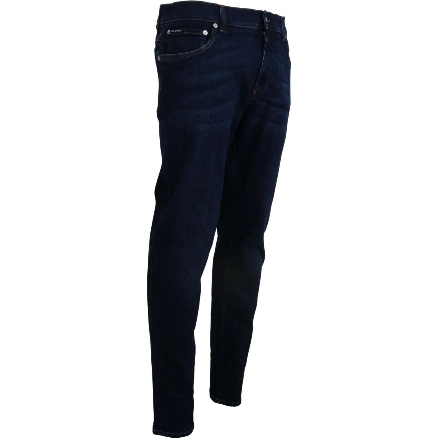 Dolce & Gabbana Elegant Slim Fit Dark Blue Denim Jeans dark-blue-cotton-denim-skinny-jeans