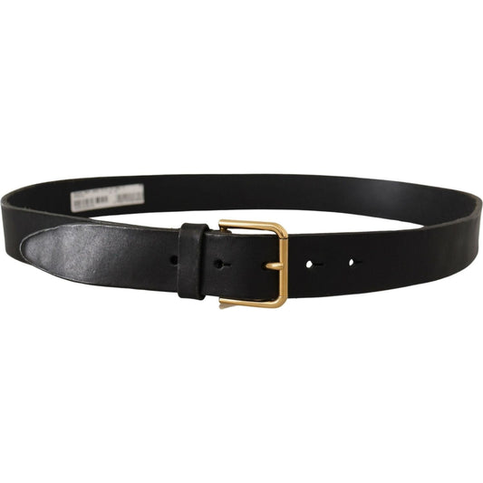 Dolce & Gabbana Elegant Black Leather Belt with Metal Buckle black-leather-gold-tone-logo-metal-buckle-belt
