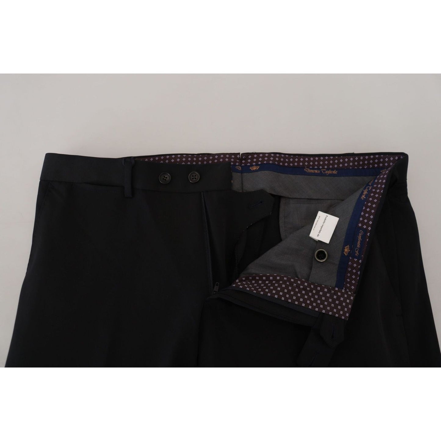 Domenico Tagliente Sophisticated Black Dress Pants for Men black-polyester-tapered-dress-pants