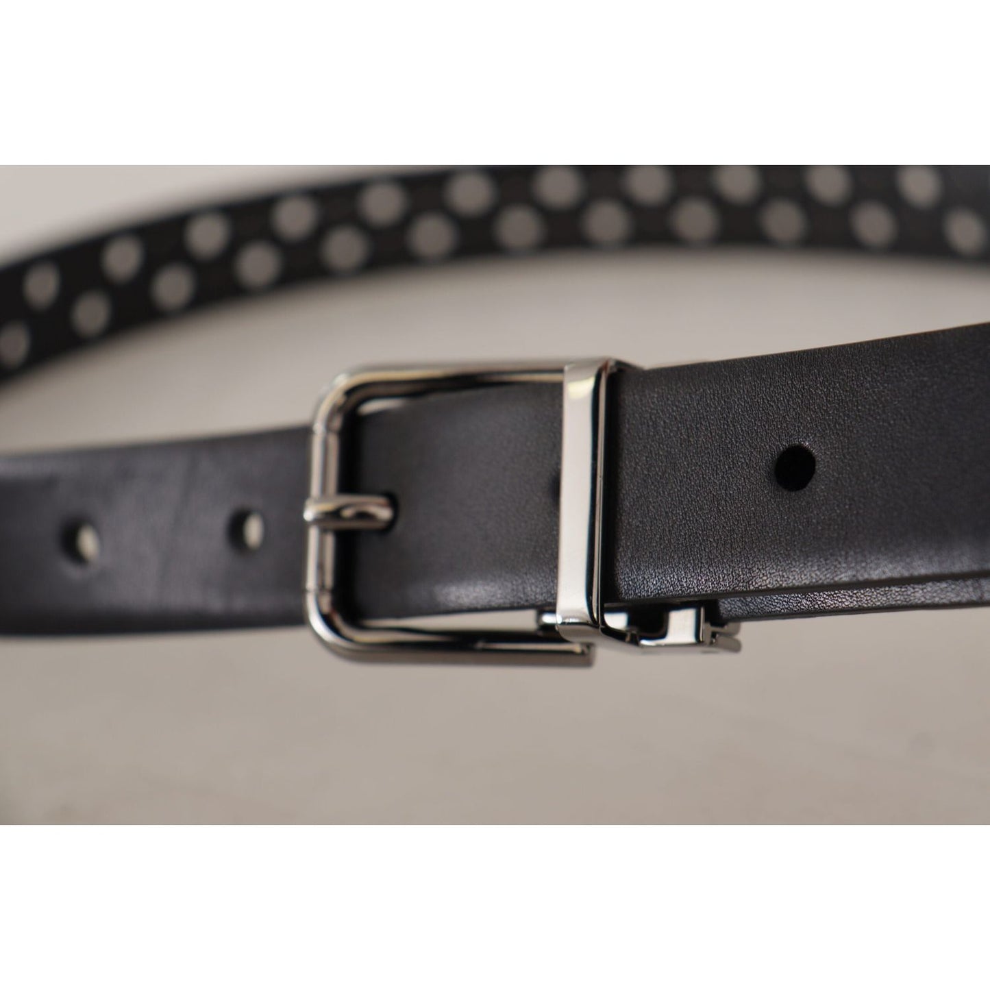 Dolce & Gabbana Elegant Black Leather Belt with Metal Buckle black-calf-leather-perforated-metal-buckle-belt