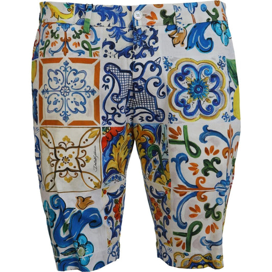 Dolce & Gabbana Majolica Print Casual Chinos Shorts majolica-print-cotton-chinos-shorts