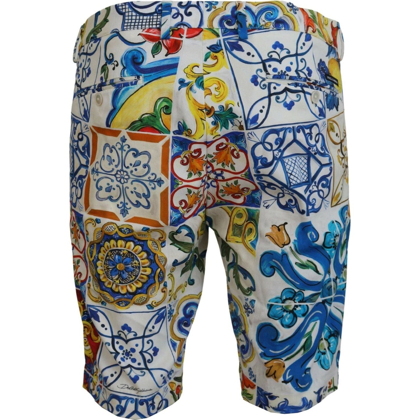 Dolce & Gabbana Majolica Print Casual Chinos Shorts majolica-print-cotton-chinos-shorts