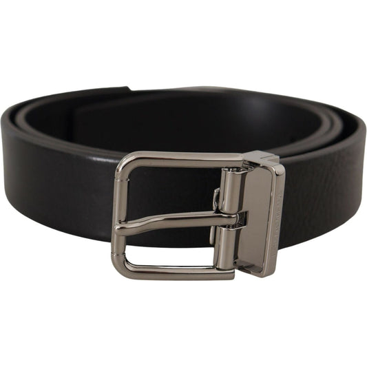 Dolce & Gabbana Elegant Black Leather Belt black-calf-leather-logo-engraved-metal-buckle-belt-2