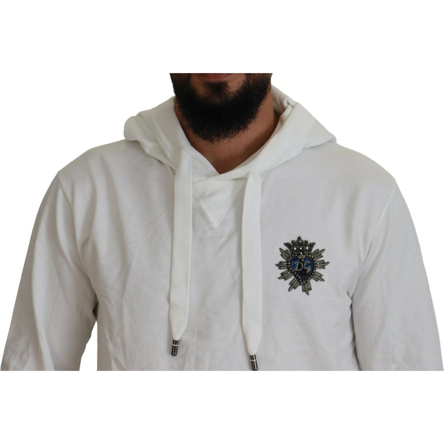 Dolce & Gabbana Elegant White Logo Hooded Sweatshirt white-cotton-hooded-sweatshirt-logo-sweater