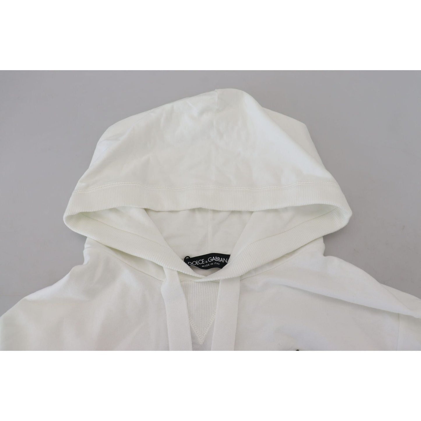Dolce & Gabbana Elegant White Logo Hooded Sweatshirt white-cotton-hooded-sweatshirt-logo-sweater