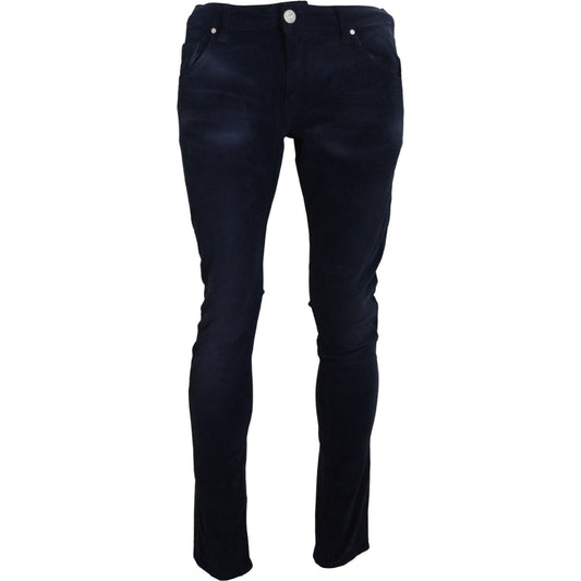 Acht Blue Cotton Corduroy Slim Stretch Men Jeans blue-cotton-corduroy-slim-stretch-men-jeans