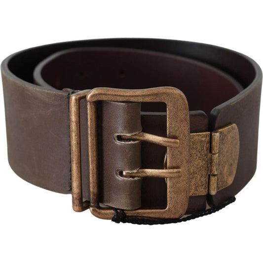 Ermanno Scervino Elegant Leather Fashion Belt in Rich Brown Belt brown-leather-wide-bronze-buckle-waist-belt IMG_6846-236e7a79-7a5.jpg