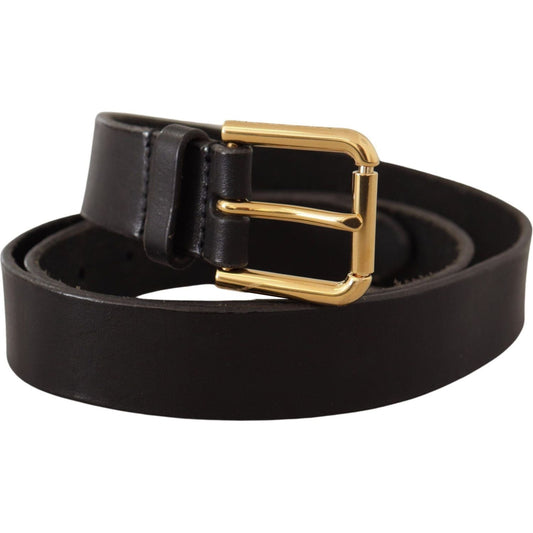 Dolce & Gabbana Elegant Leather Belt with Metal Buckle brown-classic-leather-gold-metal-buckle-belt