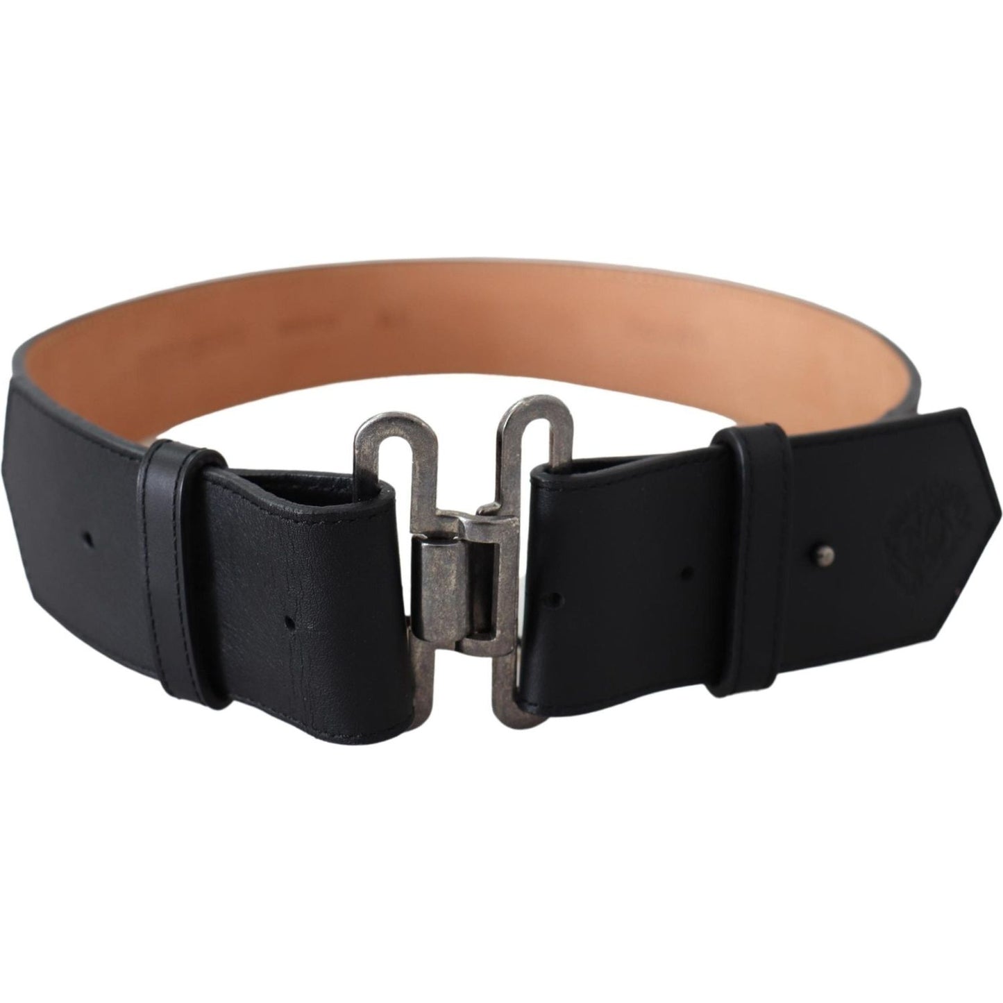 Ermanno Scervino Chic Leather Adjustable Black Belt Belt black-leather-vintage-military-buckle-waist-belt