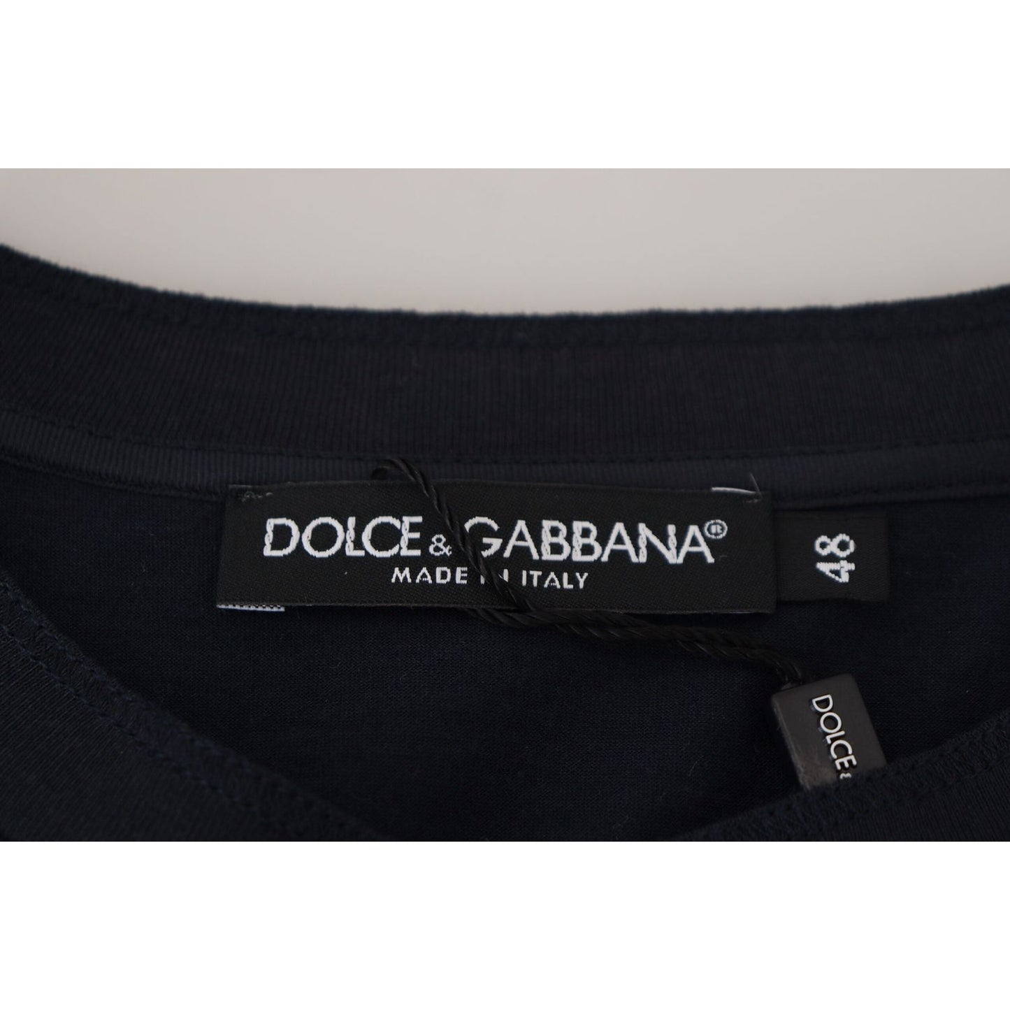 Dolce & Gabbana Elegant Cotton-Silk Blend Blue Pullover blue-cotton-button-crewneck-pullover-sweater