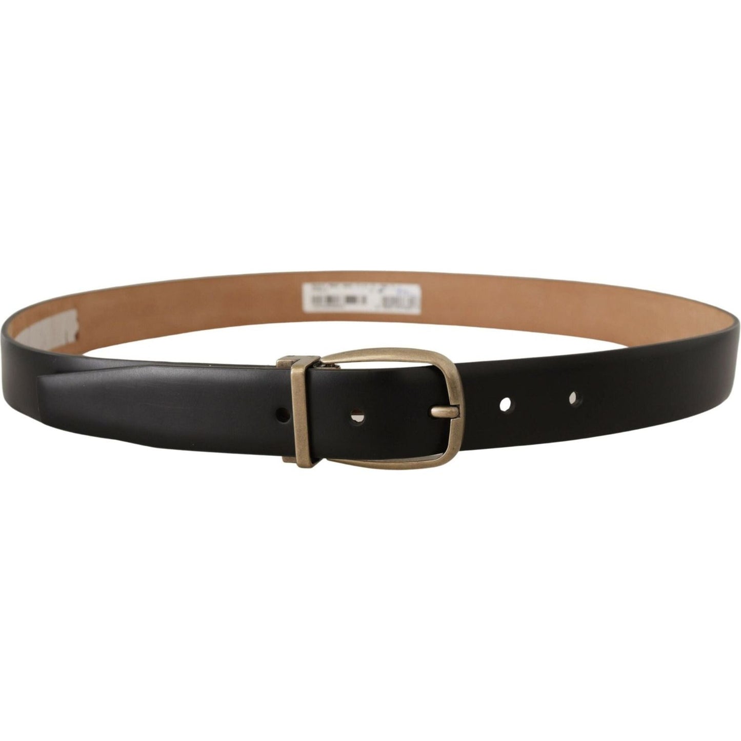 Dolce & Gabbana Elegant Black Leather Belt with Metal Buckle black-brown-backend-leather-vintage-metal-buckle-belt