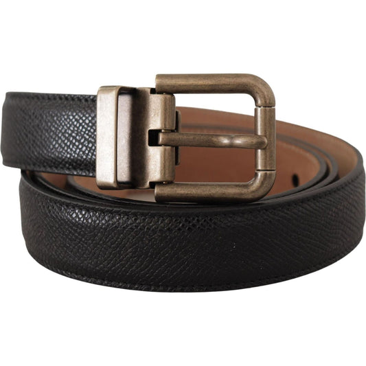 Dolce & GabbanaElegant Black Leather Belt with Vintage Metal BuckleMcRichard Designer Brands£269.00
