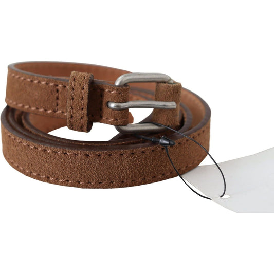 Ermanno Scervino Elegant Slim Leather Waist Belt in Brown Belt brown-leather-slim-silver-buckle-waist-belt IMG_6910-1-scaled-fc91fa52-8be.jpg