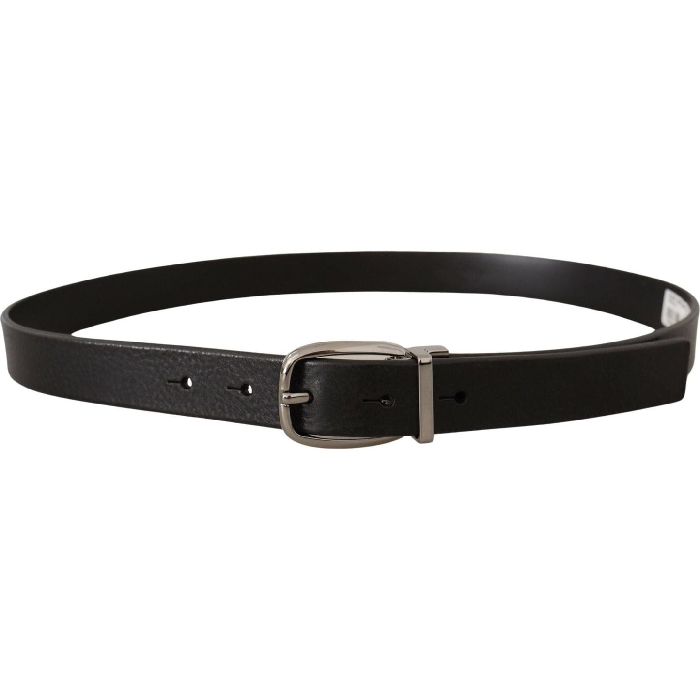 Dolce & Gabbana Elegant Black Leather Belt with Metal Buckle black-classic-calf-leather-metal-logo-belt