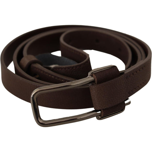 Costume National Elegant Brown Fashion Belt with Silver-Tone Buckle WOMAN BELTS brown-wx-silver-metal-buckle-belt