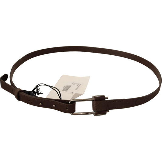 Costume National Elegant Brown Fashion Belt with Silver-Tone Buckle WOMAN BELTS brown-wx-silver-metal-buckle-belt