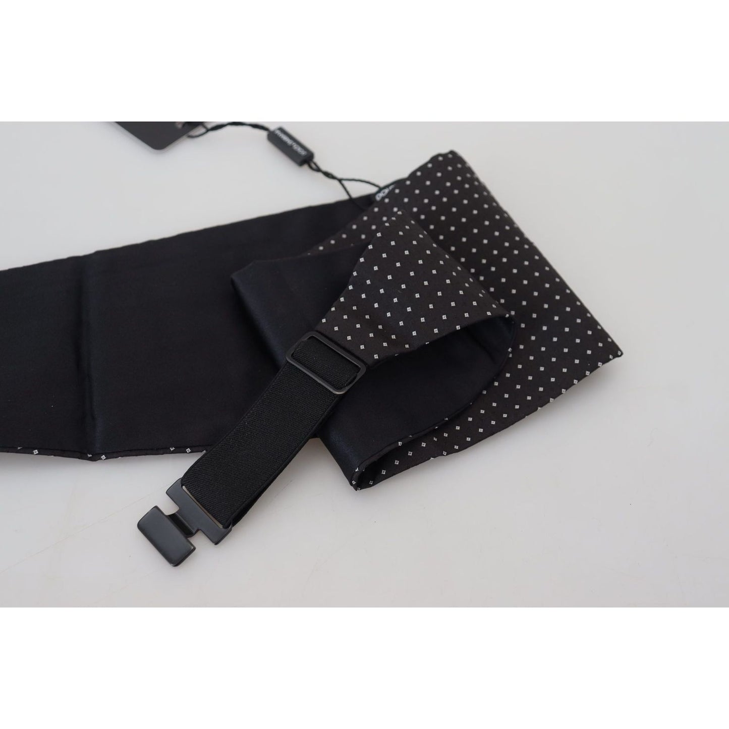 Dolce & Gabbana Elegant Silk Polka Dot Cummerbund black-polka-dot-wide-waist-men-belt-cummerband