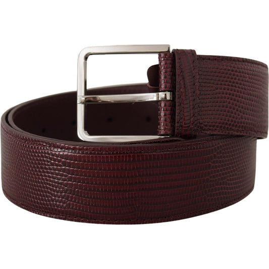 Dolce & GabbanaElegant Maroon Leather Belt with Engraved BuckleMcRichard Designer Brands£279.00