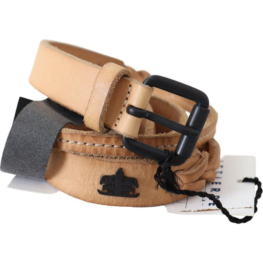 Scervino Street Elegant Brown Leather Fashion Belt light-brown-slim-leather-black-logo-buckle-belt-belt Belt IMG_6954-7ed6a2a1-ad0.jpg