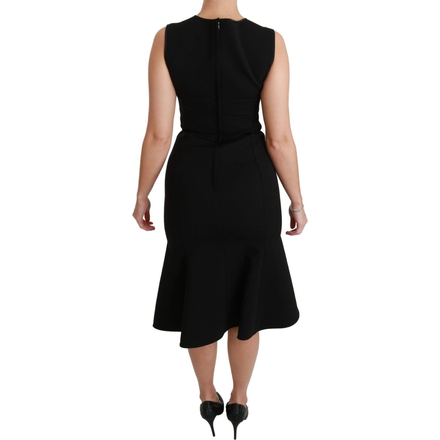 Dolce & Gabbana Elegant Black Fit Flare Wool Blend Dress WOMAN DRESSES black-fit-flare-wool-stretch-sheath-dress IMG_6967-scaled-a3654d90-a47.jpg