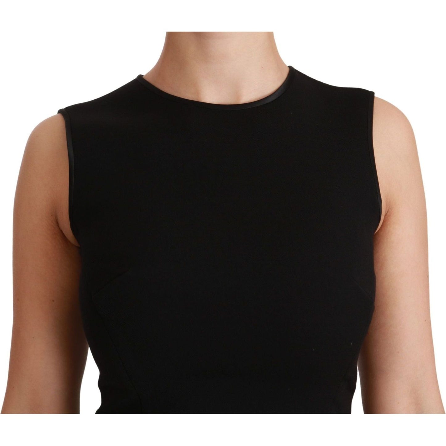 Dolce & Gabbana Elegant Black Fit Flare Wool Blend Dress WOMAN DRESSES black-fit-flare-wool-stretch-sheath-dress IMG_6968-scaled-9e6e4497-f70.jpg