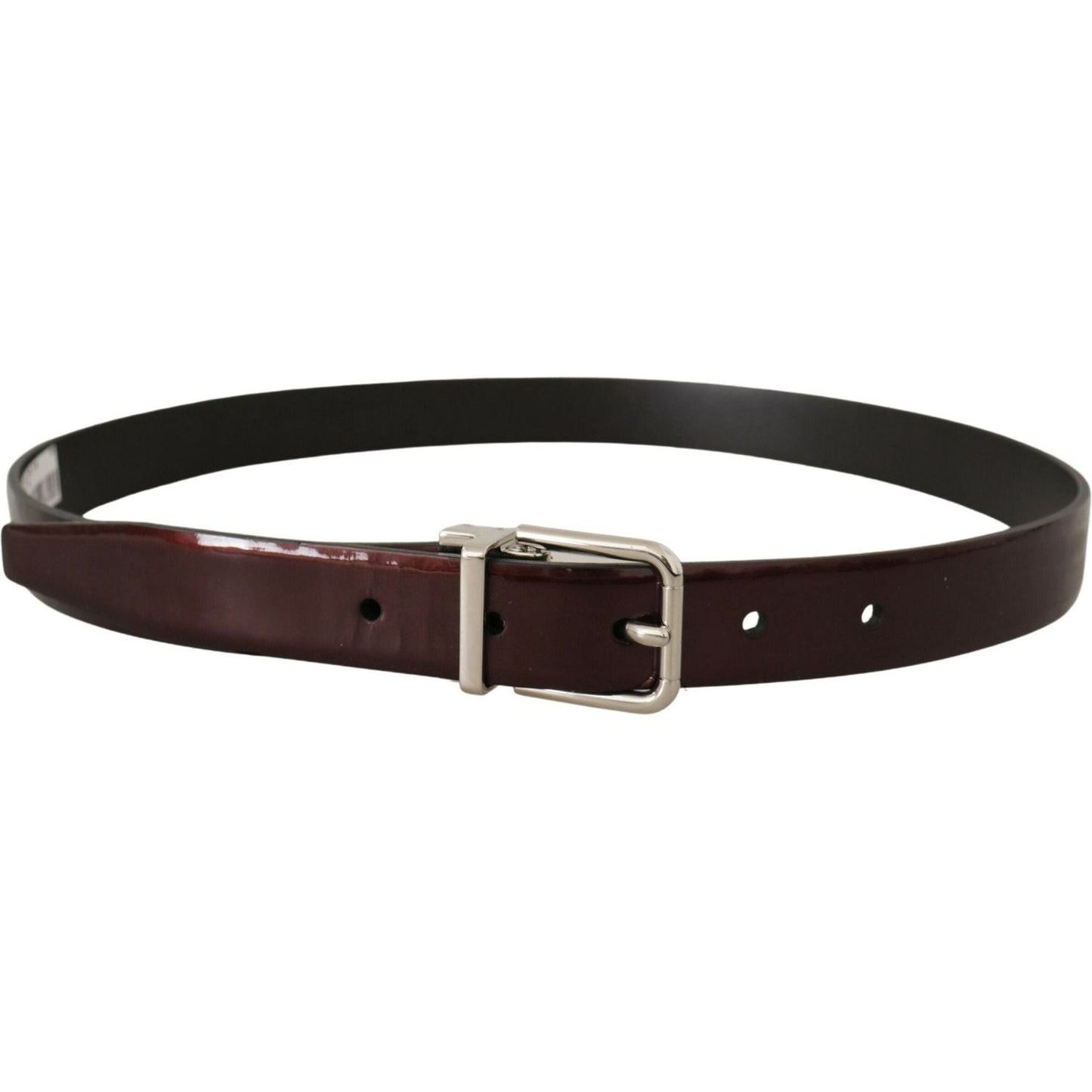 Dolce & Gabbana Elegant Dark Brown Patent Leather Belt brown-patent-leather-silver-metal-buckle-belt