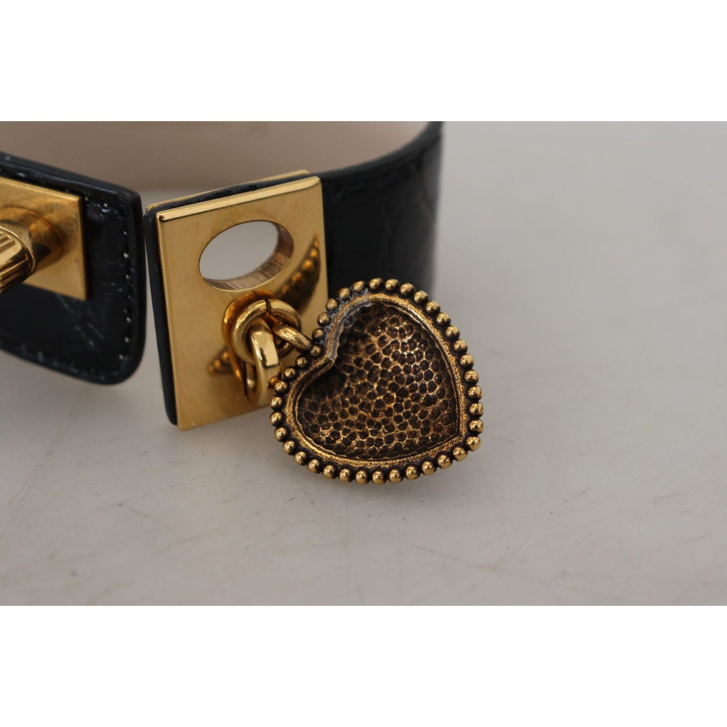 Dolce & GabbanaElegant Black Leather Gold Detail BraceletMcRichard Designer Brands£519.00