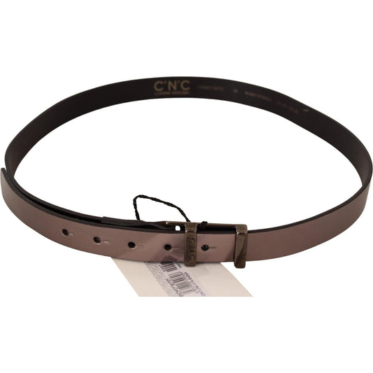 Costume National Chic Pink Metallic Leather Belt with Bronze Buckle WOMAN BELTS pink-metallic-leather-buckle-belt