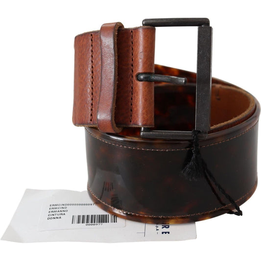 Ermanno Scervino Elegant Dark Brown Leather Belt with Vintage Buckle WOMAN BELTS dark-brown-leather-wide-buckle-belt IMG_6982-be5a1ab5-326.jpg